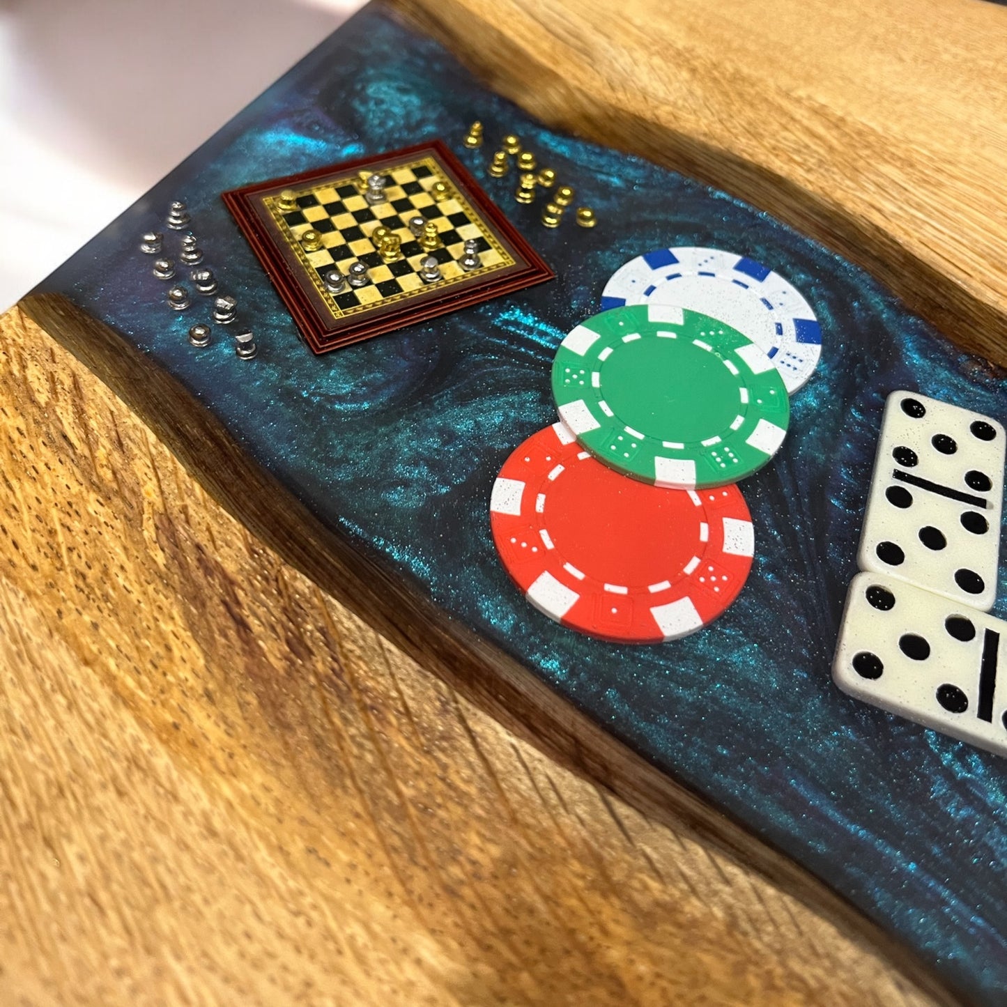 Oak & Epoxy Resin Coffee Table - Traditional Game Theme