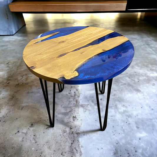 Solid Ash & Epoxy Resin Coffee Table - Ocean Blue
