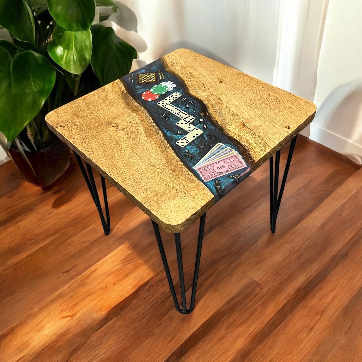Oak & Epoxy Resin Coffee Table - Traditional Game Theme