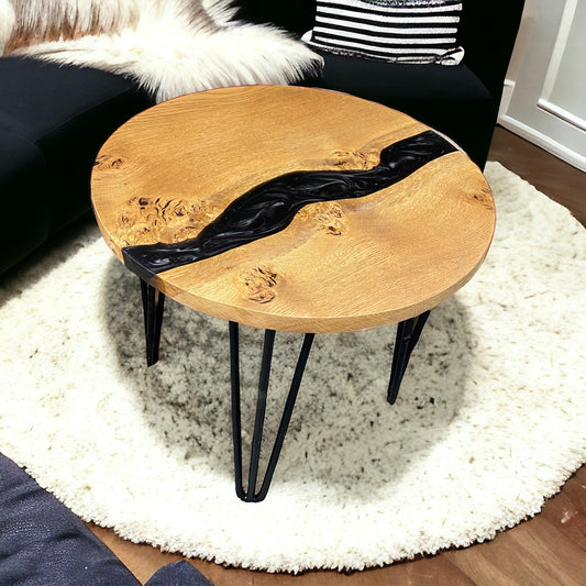 Oak & Epoxy Resin Coffee Table - Graphite Black