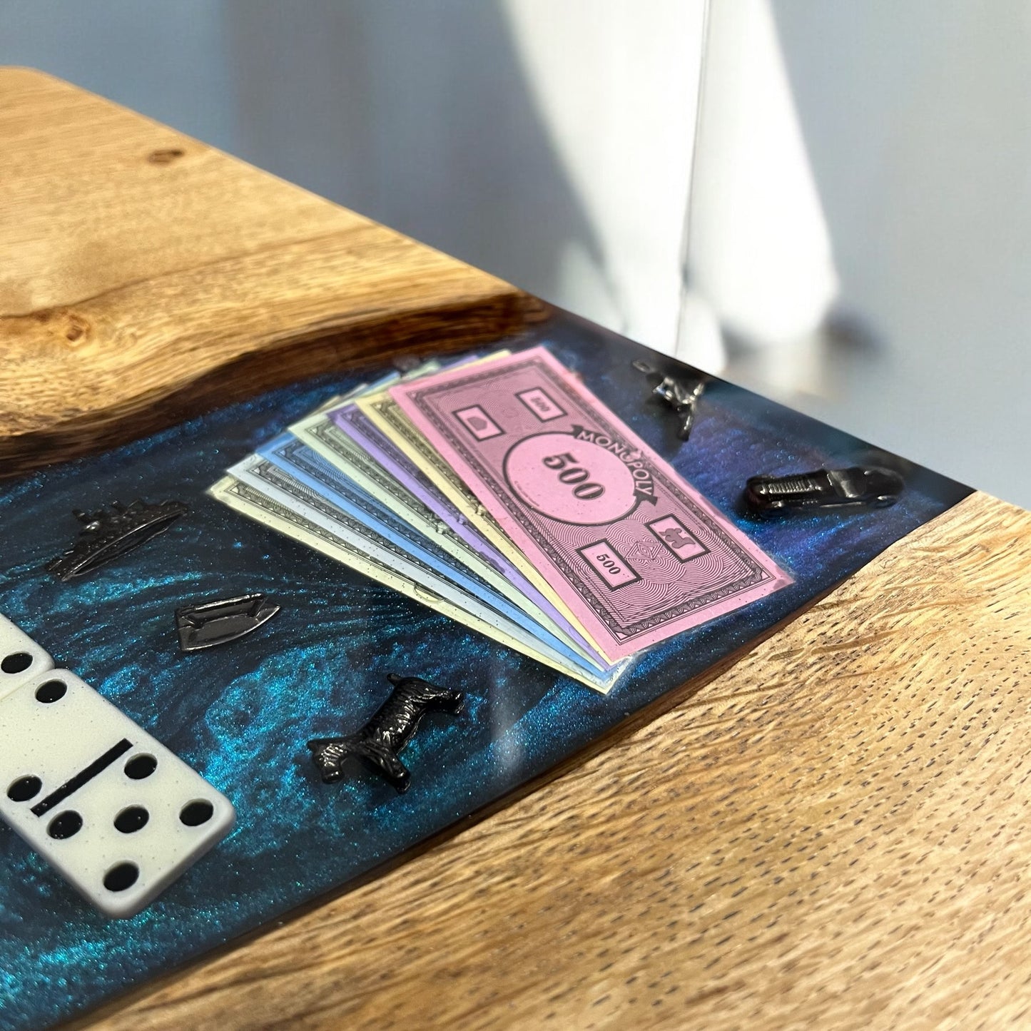 Oak & Epoxy Resin Coffee Table - Traditional Game Theme