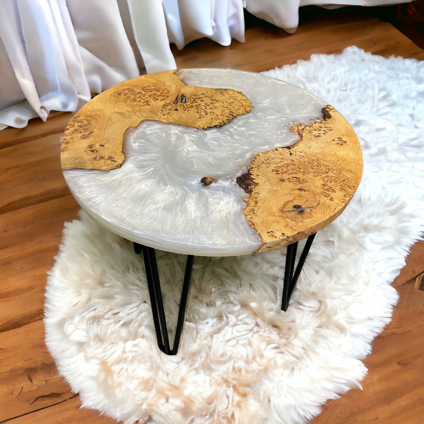 Oak & Epoxy Resin River Coffee Table - Natural White