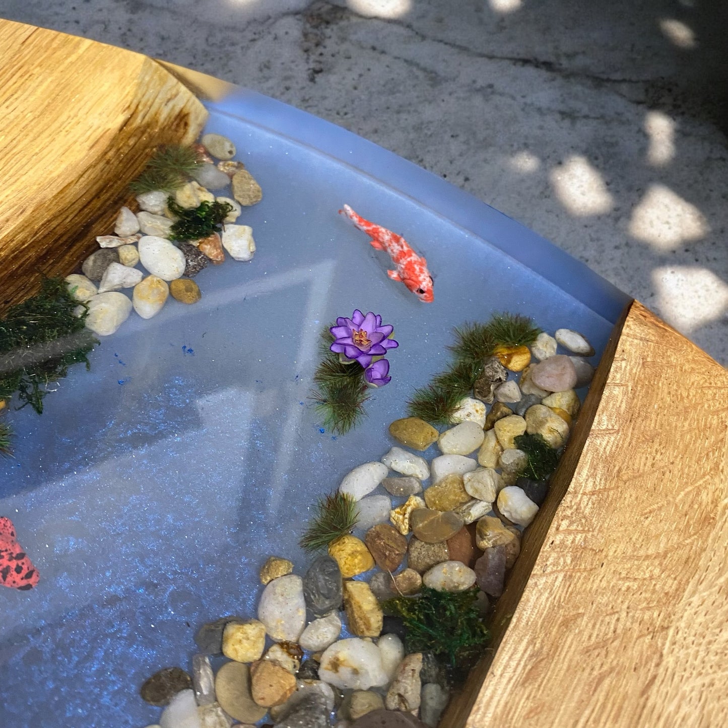 Oak & Epoxy Resin Koi River Coffee Table
