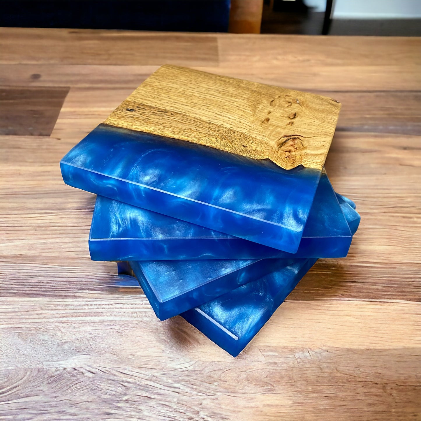 Set of Epoxy Resin & Oak Coasters - Various Colours