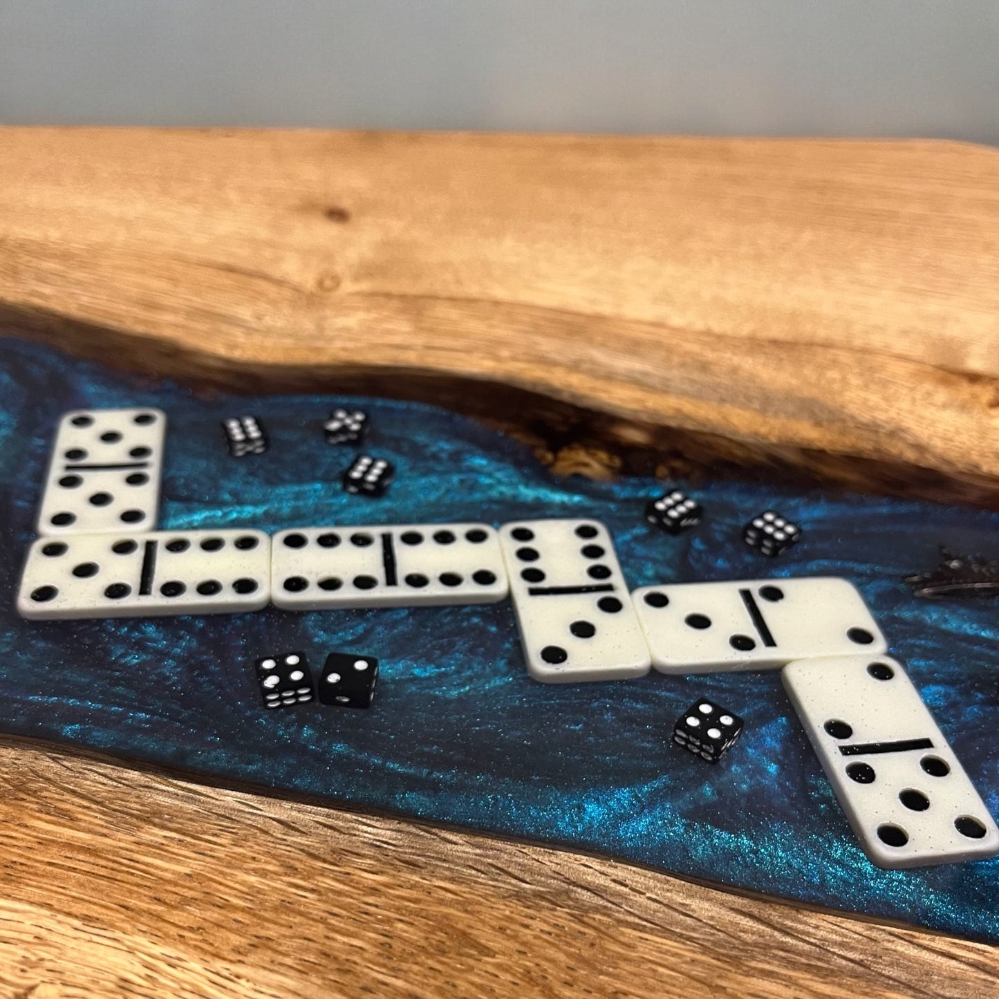 Oak & Epoxy Resin Coffee Table - Traditional Game Theme
