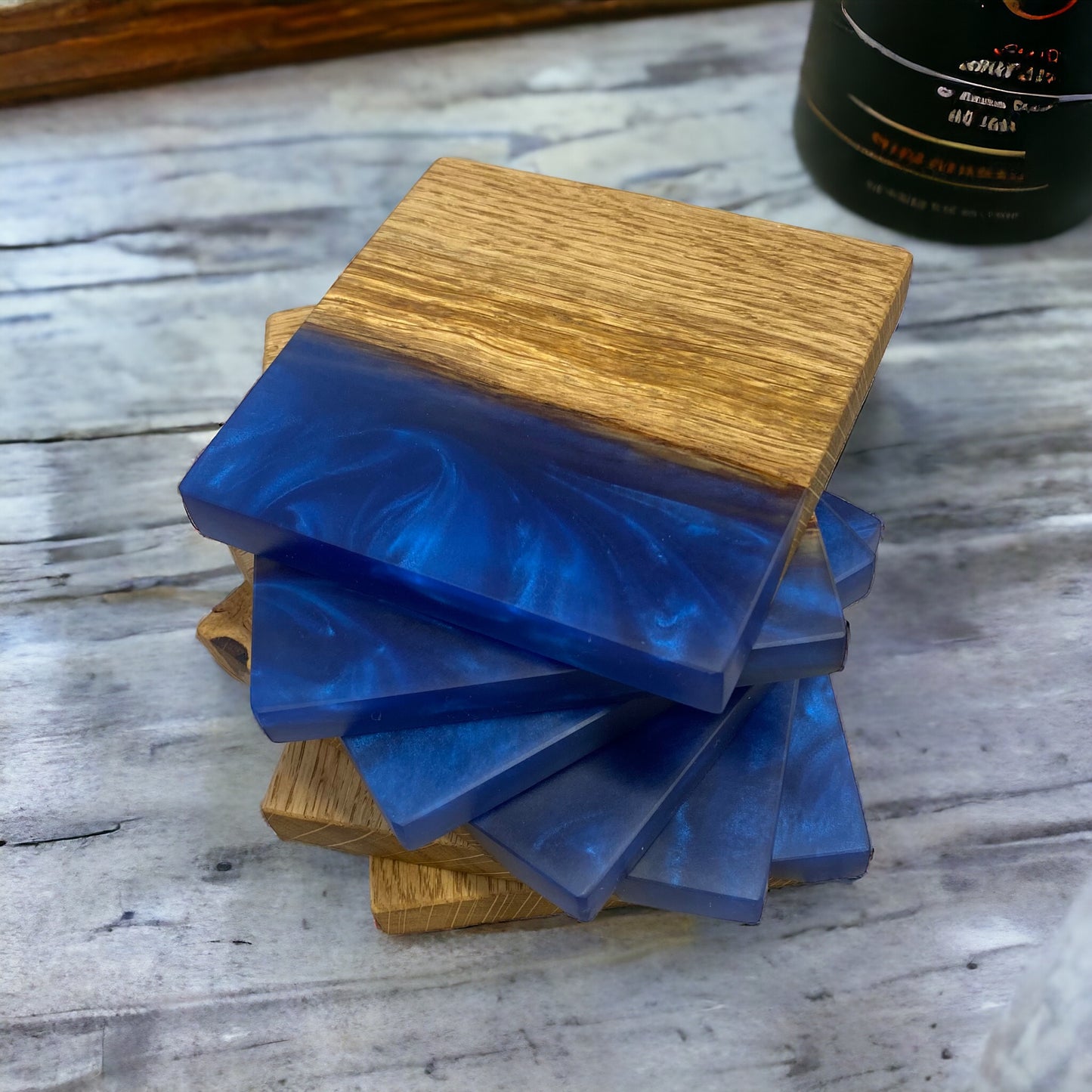 Set of Epoxy Resin & Oak Coasters - Various Colours