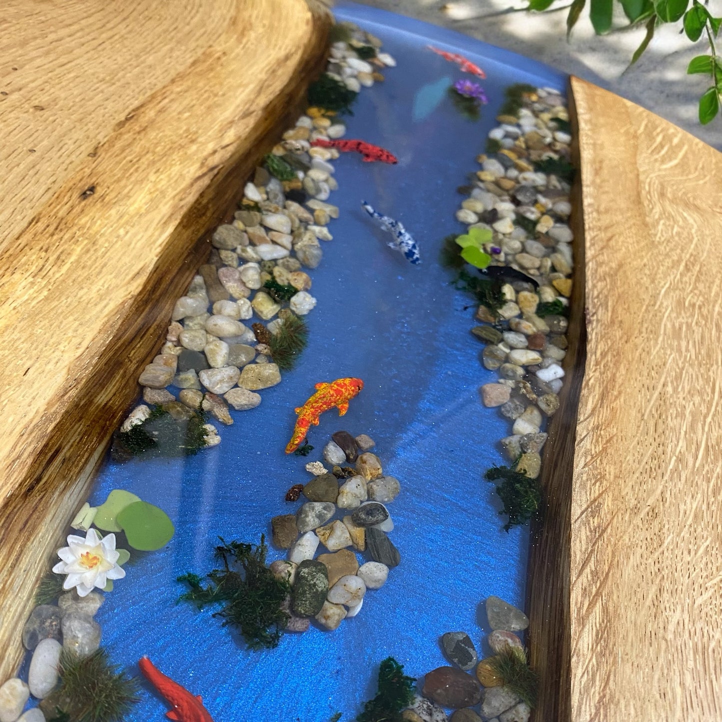 Oak & Epoxy Resin Koi River Coffee Table