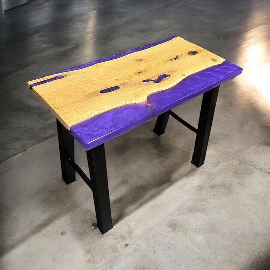 Oak & Epoxy Resin Side Table - Purple