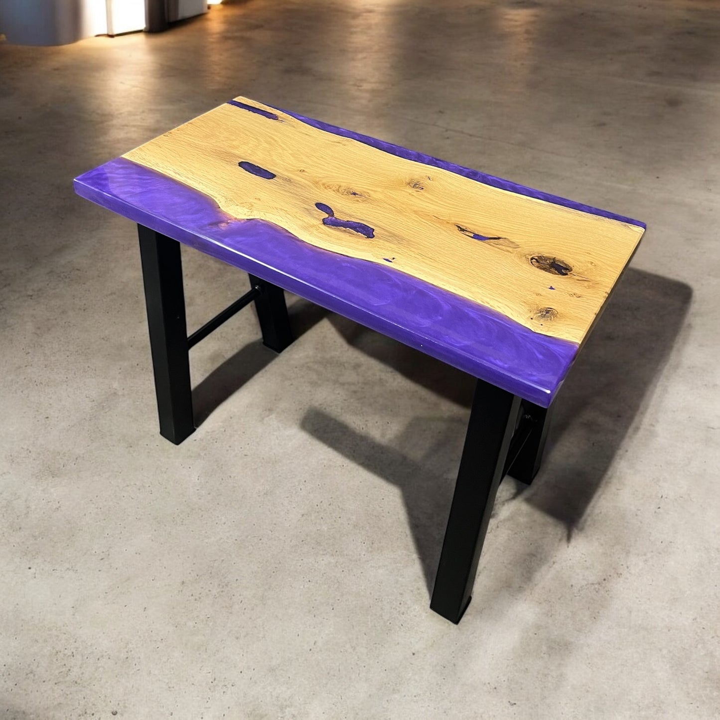 Oak & Epoxy Resin Side Table - Purple