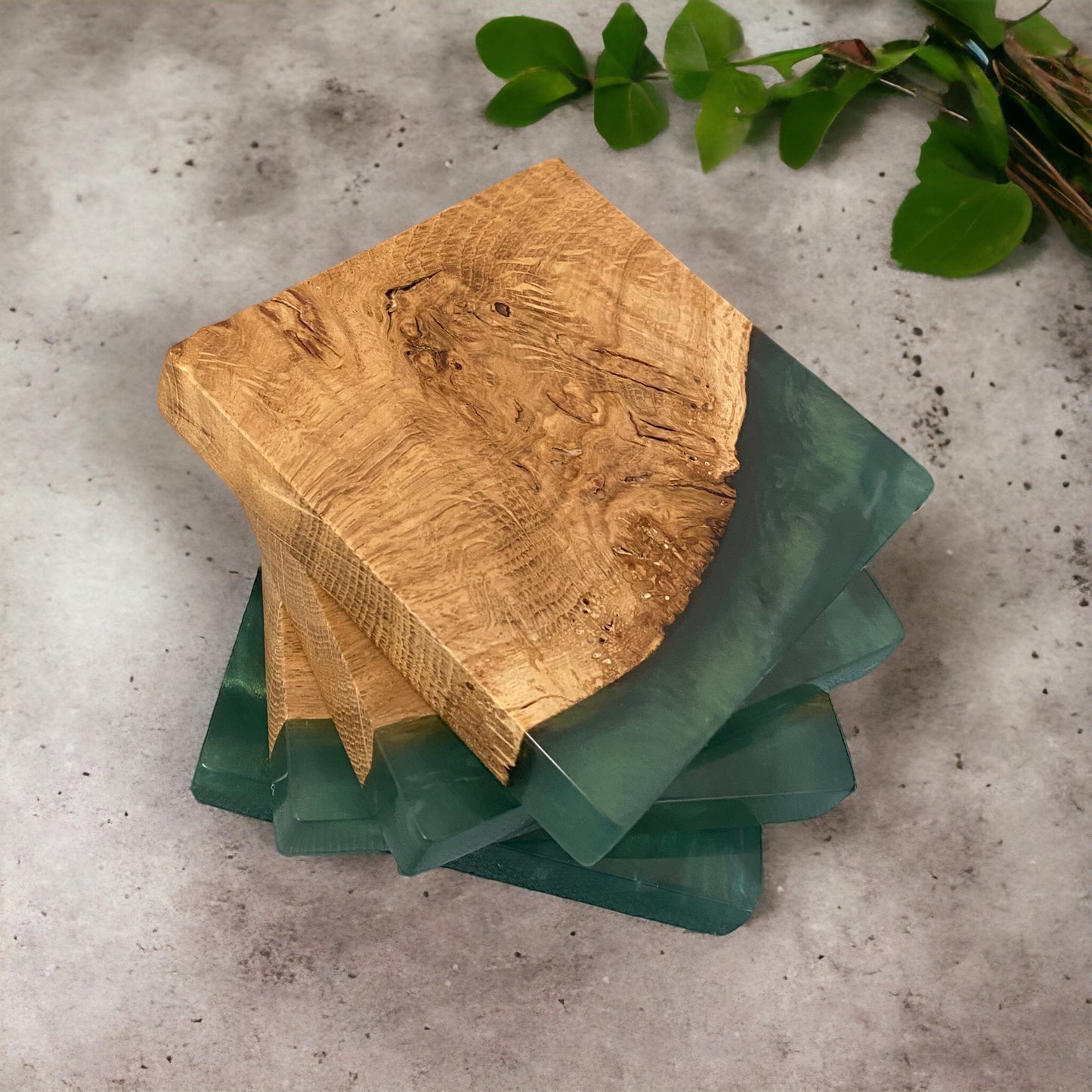 Set of Epoxy Resin & Oak Coasters - Various Colours
