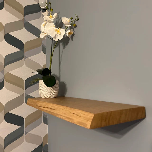 Solid Oak Floating Shelves - Live Edge