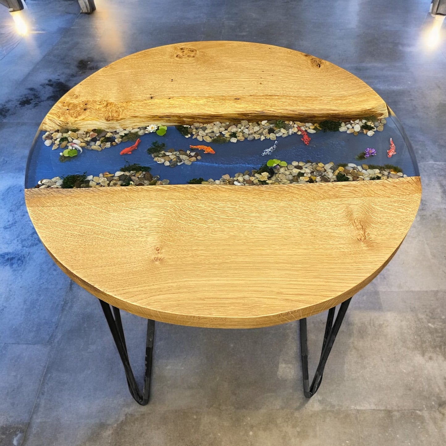 Oak & Epoxy Resin Koi River Coffee Table