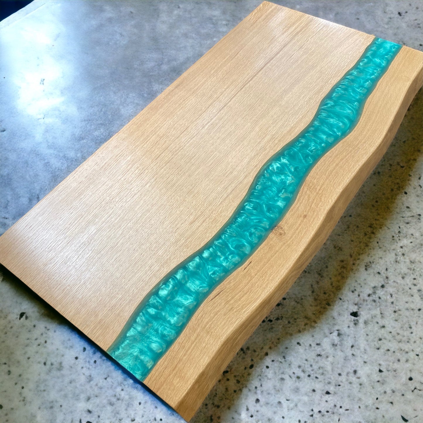 Floating Sink Shelf - Prime Oak & Palawan Teal Resin