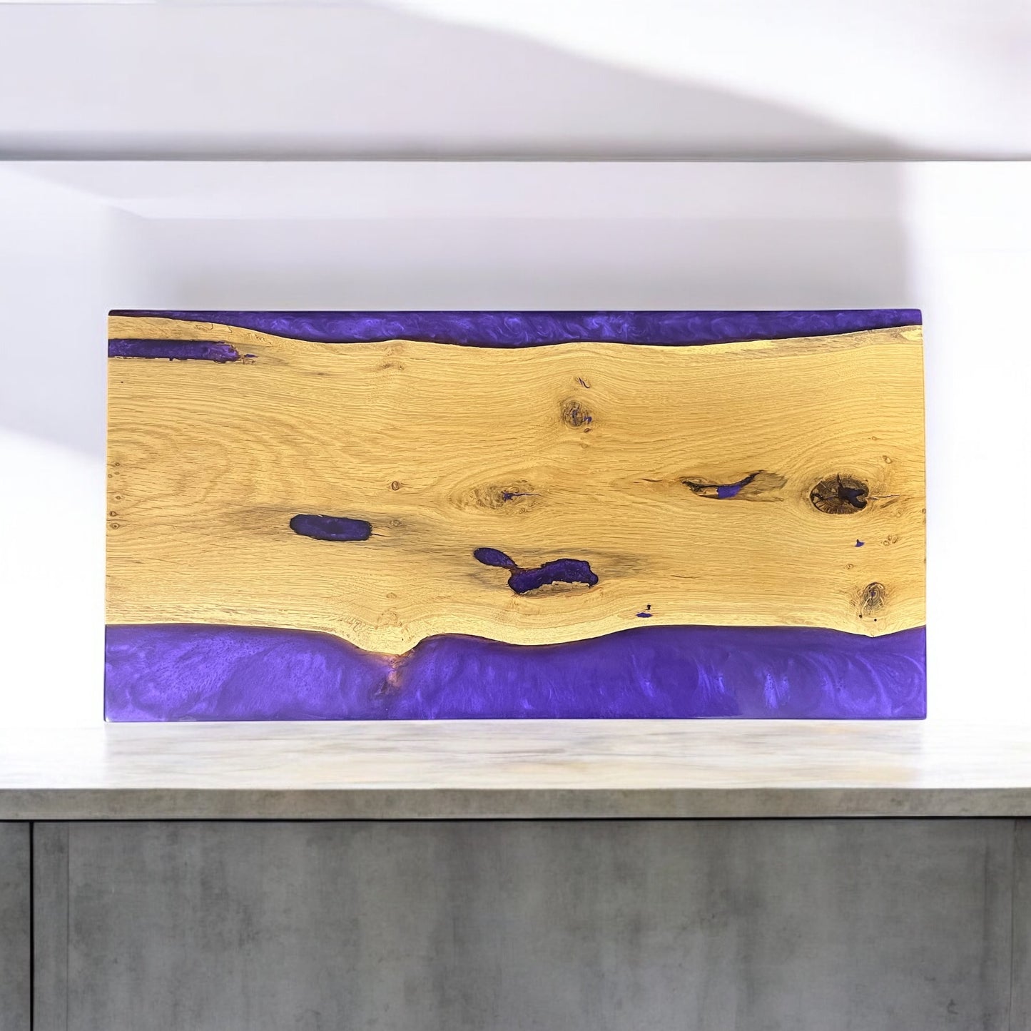Oak & Epoxy Resin Side Table - Purple