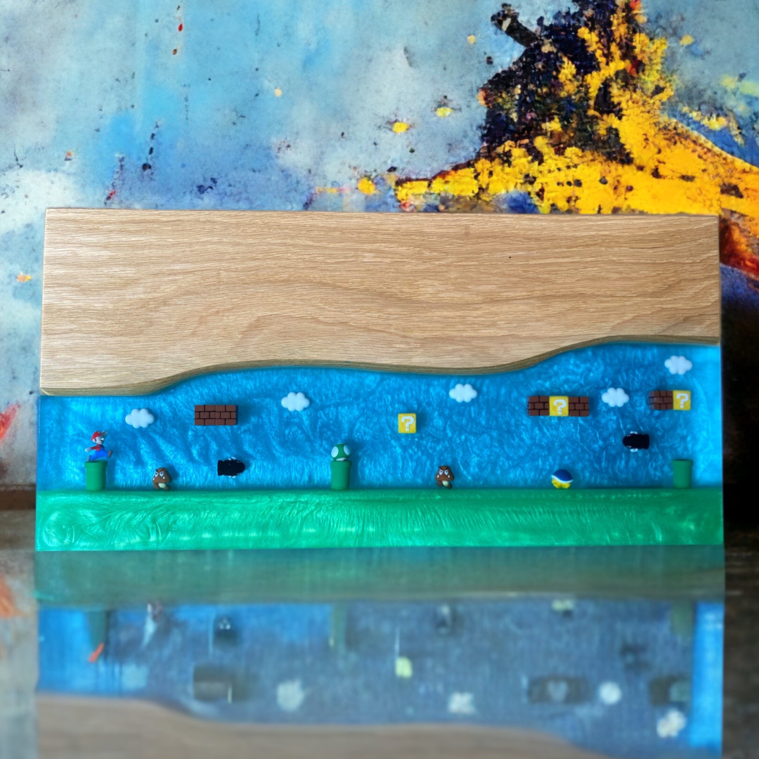 Super Mario Style Side Table - Oak & Epoxy Resin