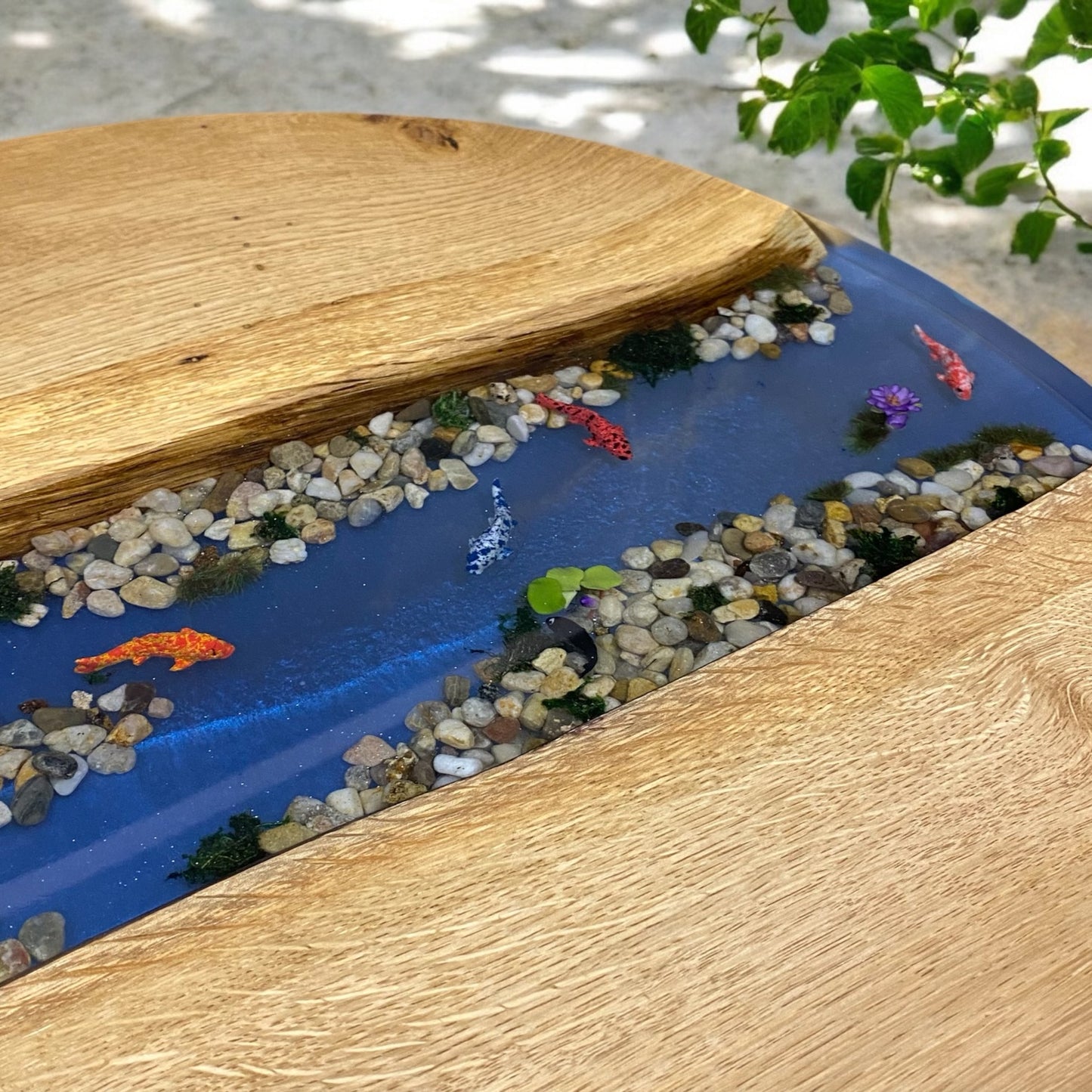 Oak & Epoxy Resin Koi River Coffee Table