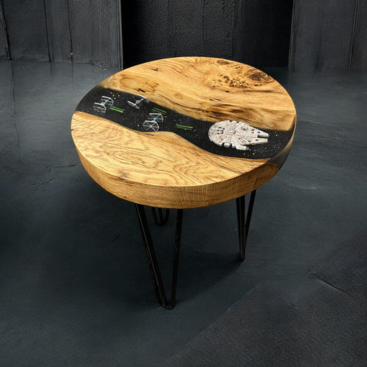 Made To Order Live Edge Oak & Epoxy Resin End Table - Star Wars