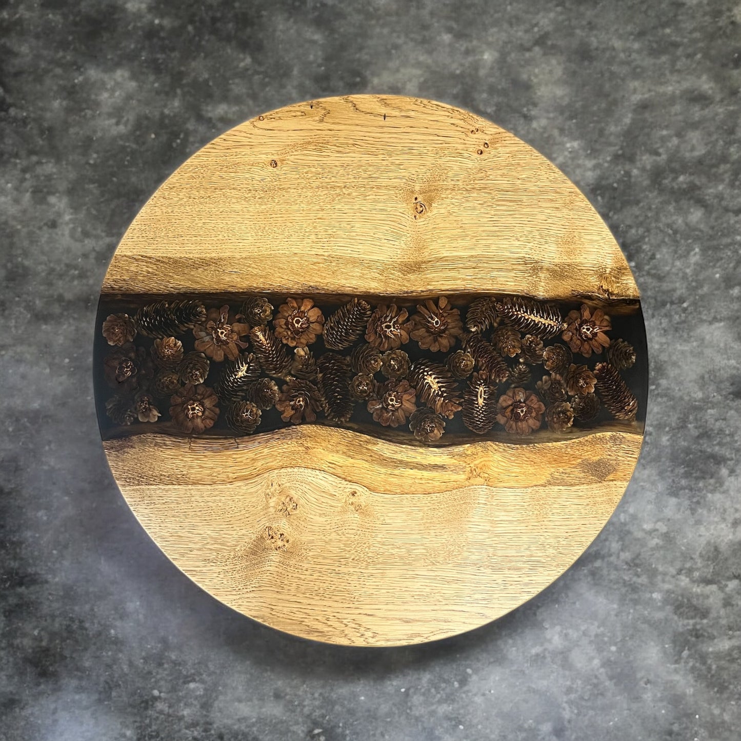 Oak & Epoxy Resin Coffee Table - Pine Cones