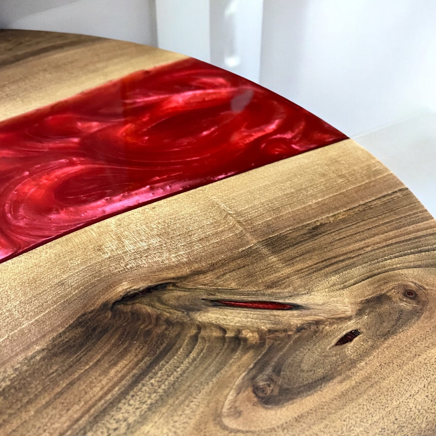 Walnut & Epoxy Resin Coffee Table - Royal Red
