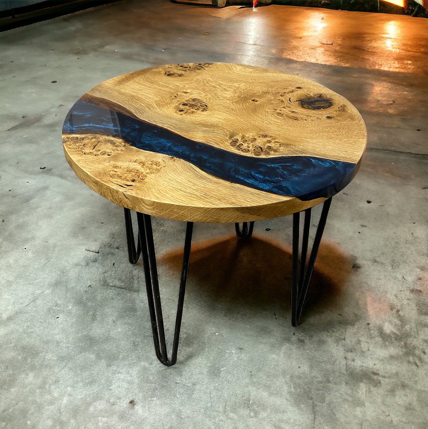 Oak & Epoxy Resin Coffee Table - Astral Blue