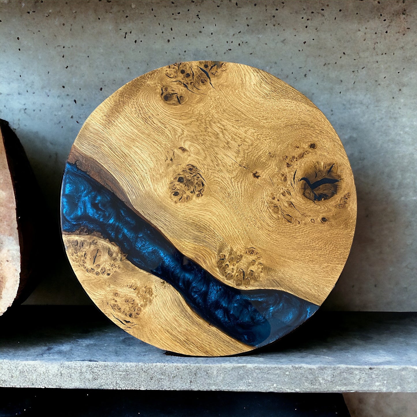 Oak & Epoxy Resin Coffee Table - Astral Blue
