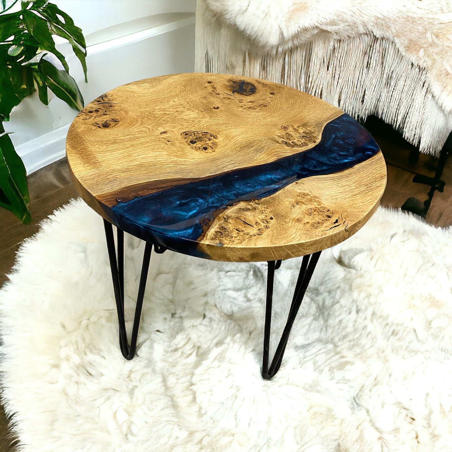 Oak & Epoxy Resin Coffee Table - Astral Blue
