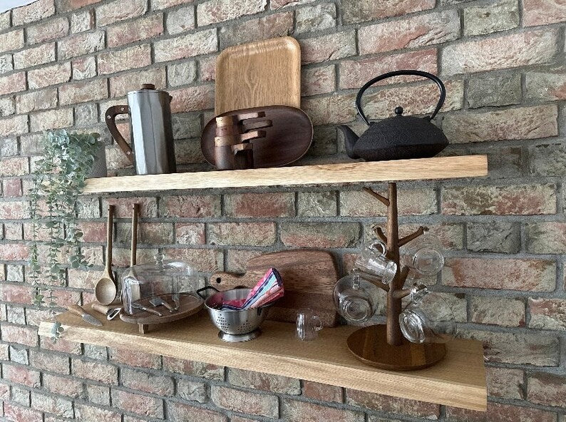 Solid Oak Floating Shelf - Straight Edge