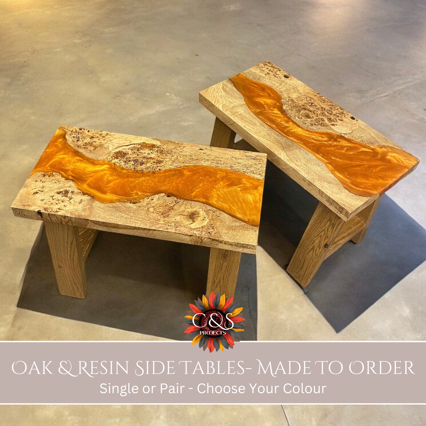 Oak and Epoxy Resin Side Tables - Made To Order