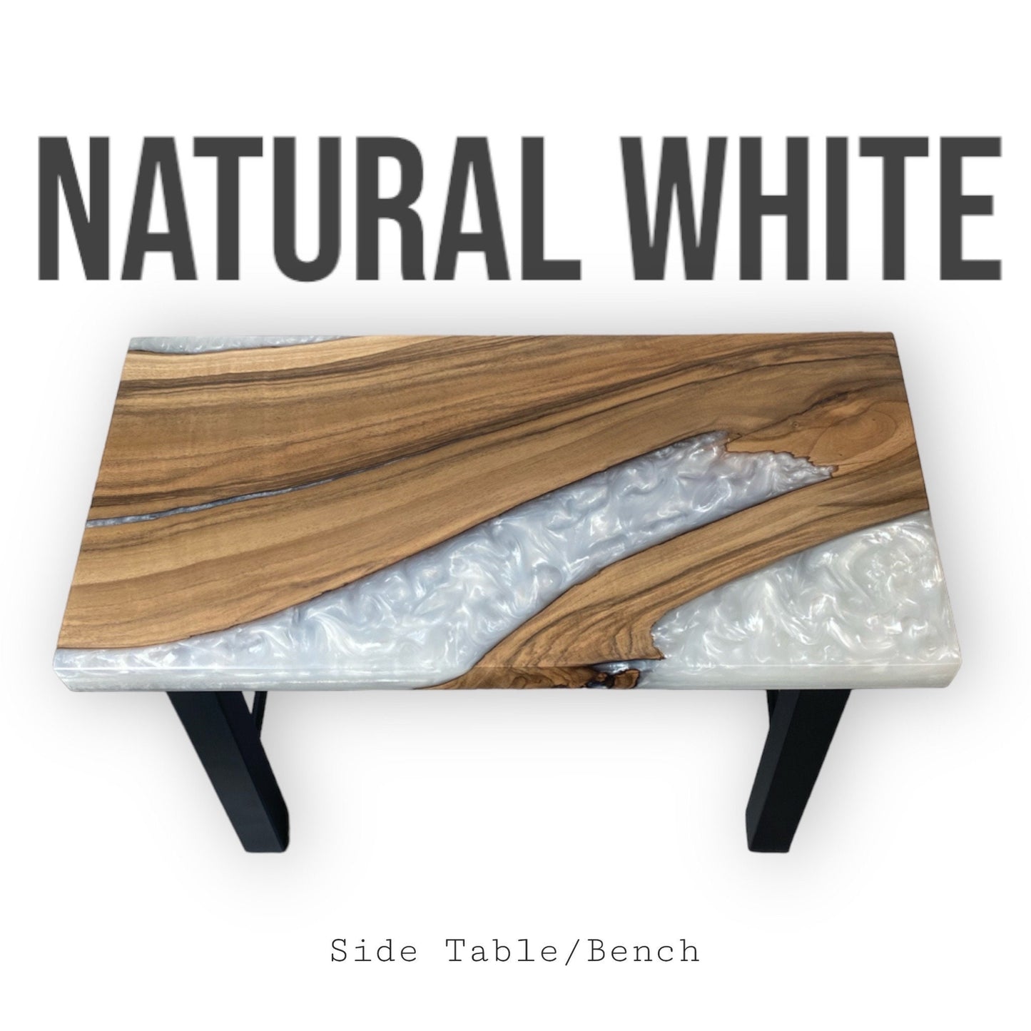 Walnut & Epoxy Resin Side Table - Natural White