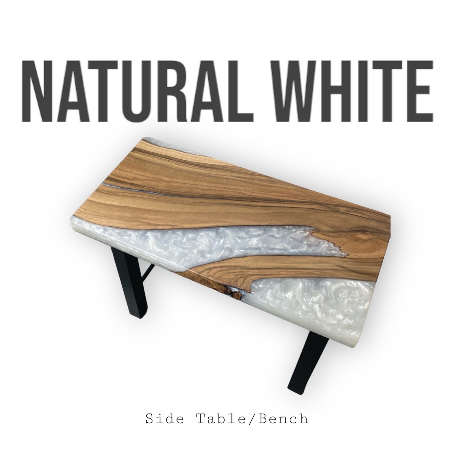 Walnut & Epoxy Resin Side Table - Natural White