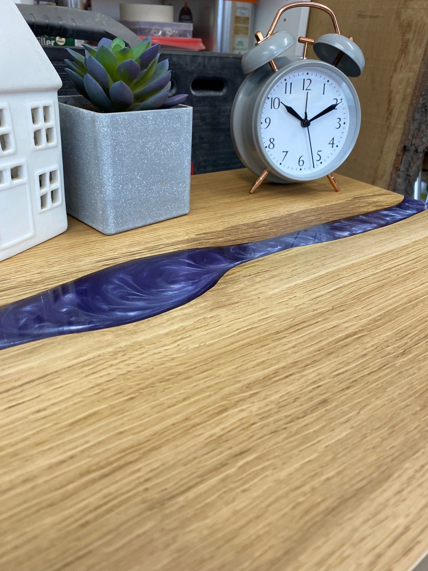 Epoxy Resin & Oak Side Table - Lilac Grey