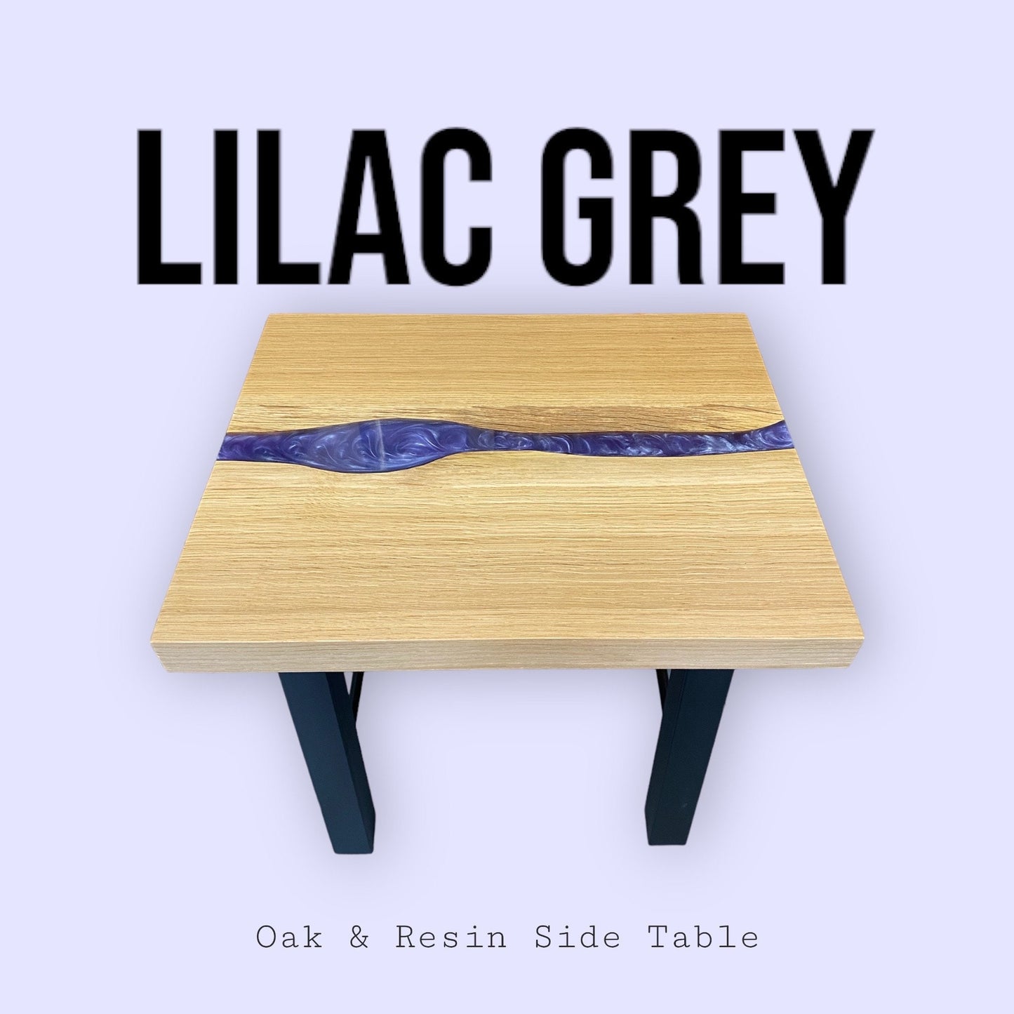 Epoxy Resin & Oak Side Table - Lilac Grey