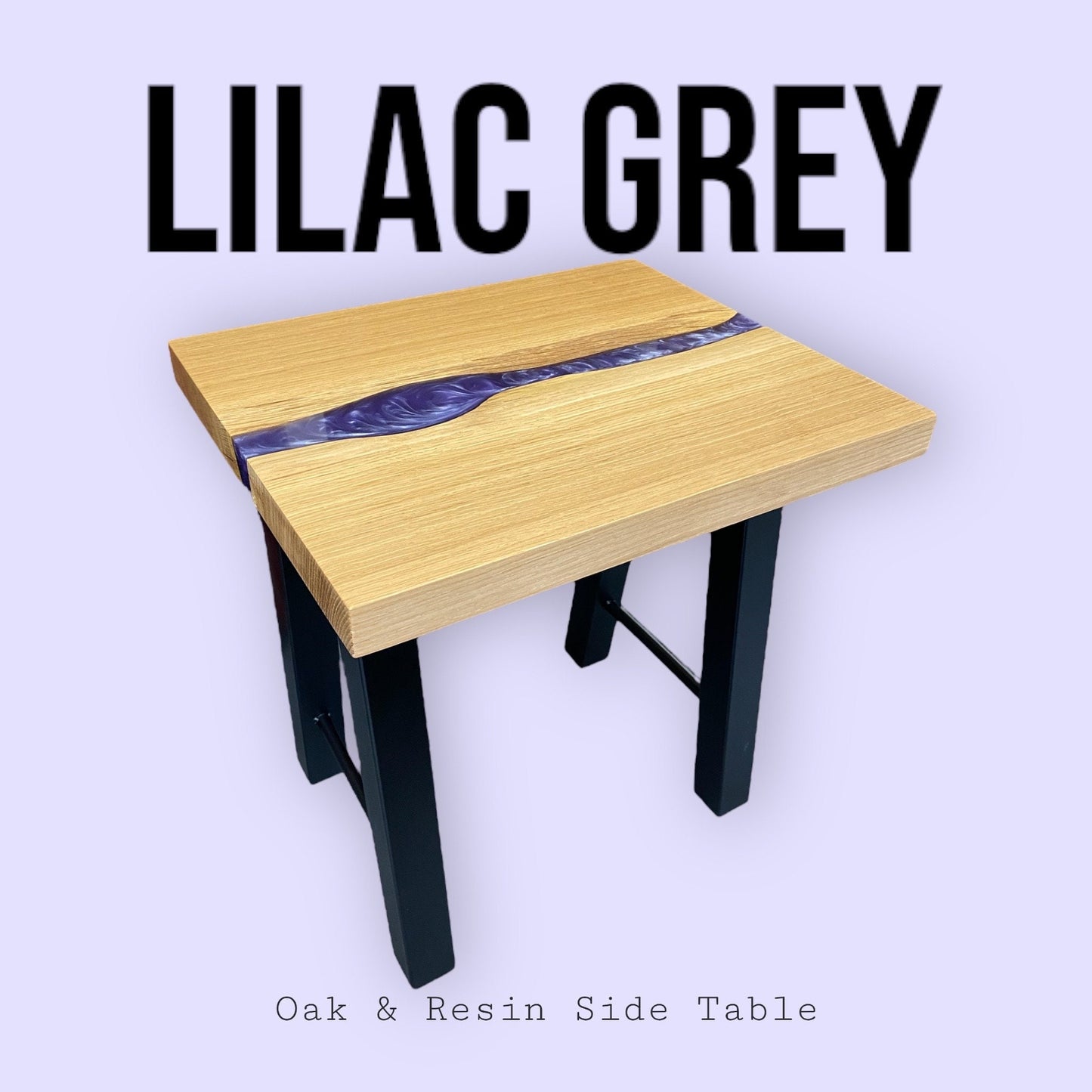 Epoxy Resin & Oak Side Table - Lilac Grey