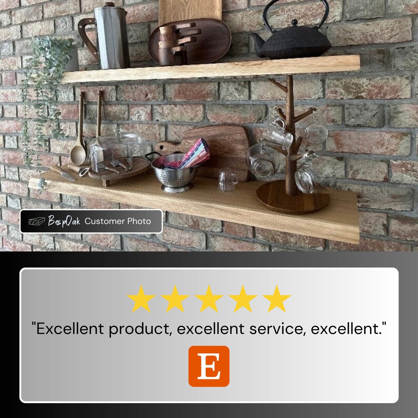 Solid Oak Floating Shelves - Live Edge