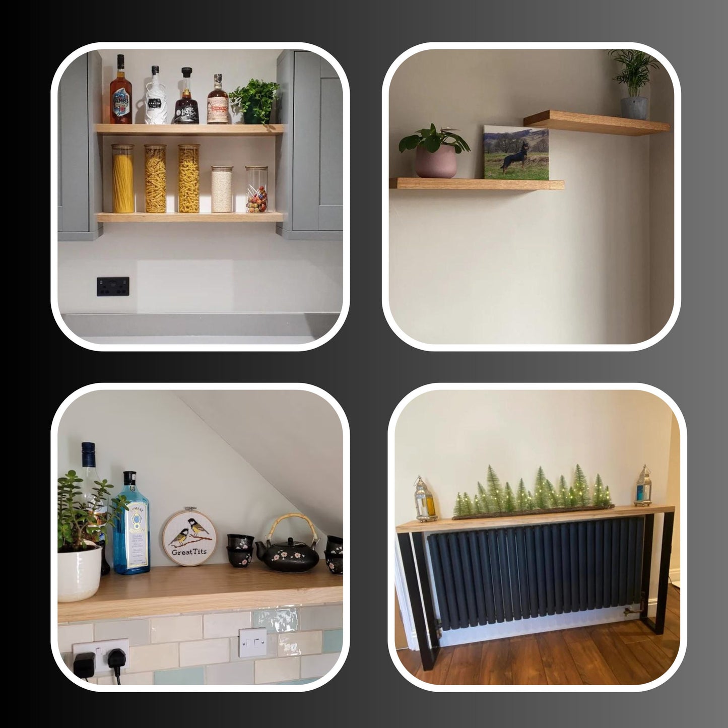 Solid Oak Floating Shelf - Straight Edge