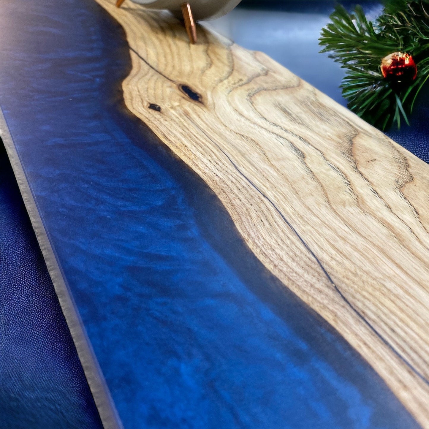 Ash & Epoxy Resin Table Centrepiece - Ocean Blue.