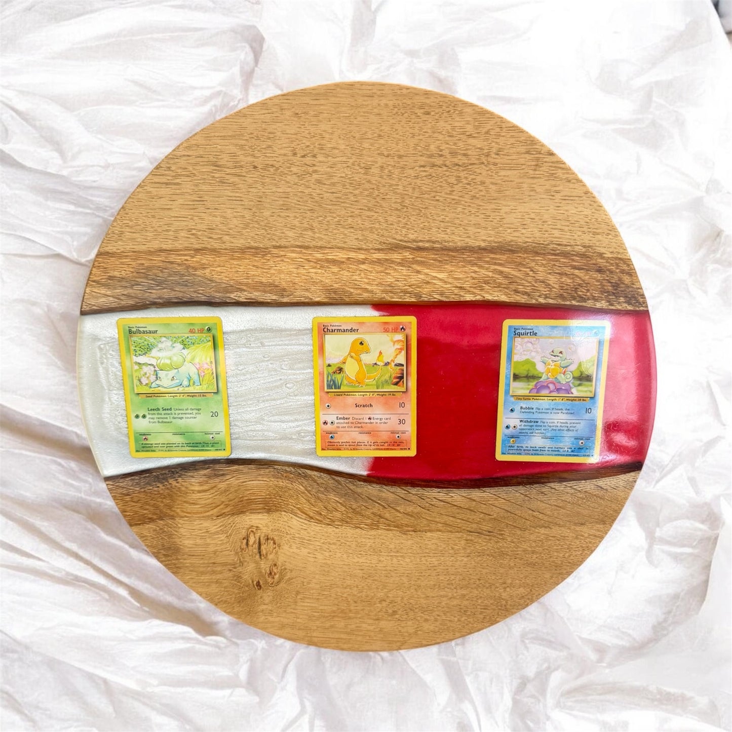 Made To Order Live Edge Oak & Epoxy Resin End Table - Pokemon
