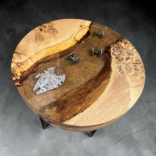 Made To Order Live Edge Oak & Epoxy Resin End Table - Desert Star Wars
