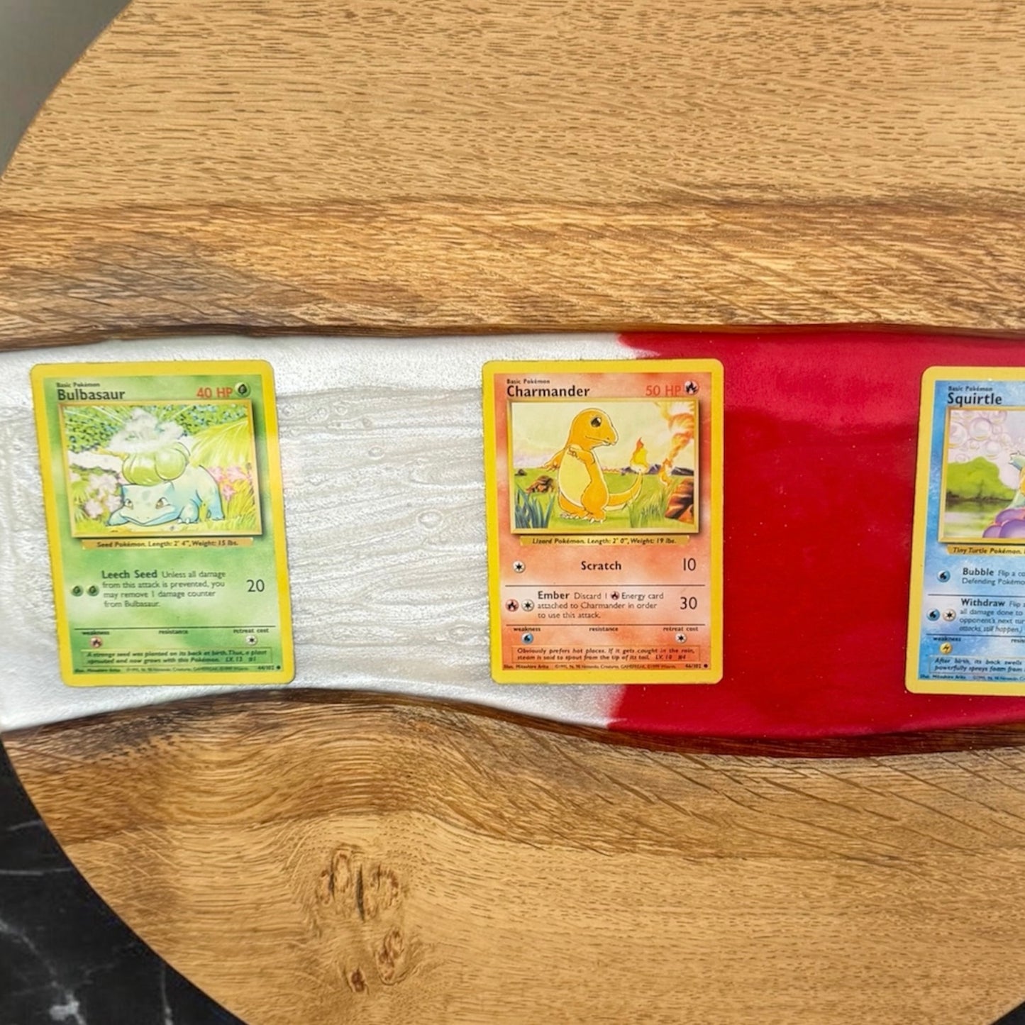Made To Order Live Edge Oak & Epoxy Resin End Table - Pokemon
