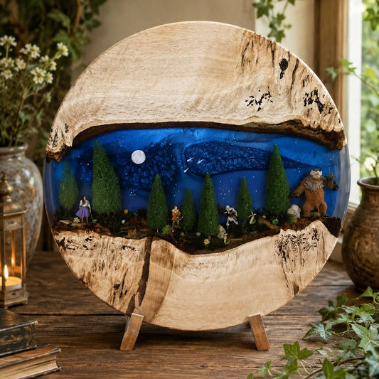 Oak & Epoxy Resin End Table - Dungeons & Dragons