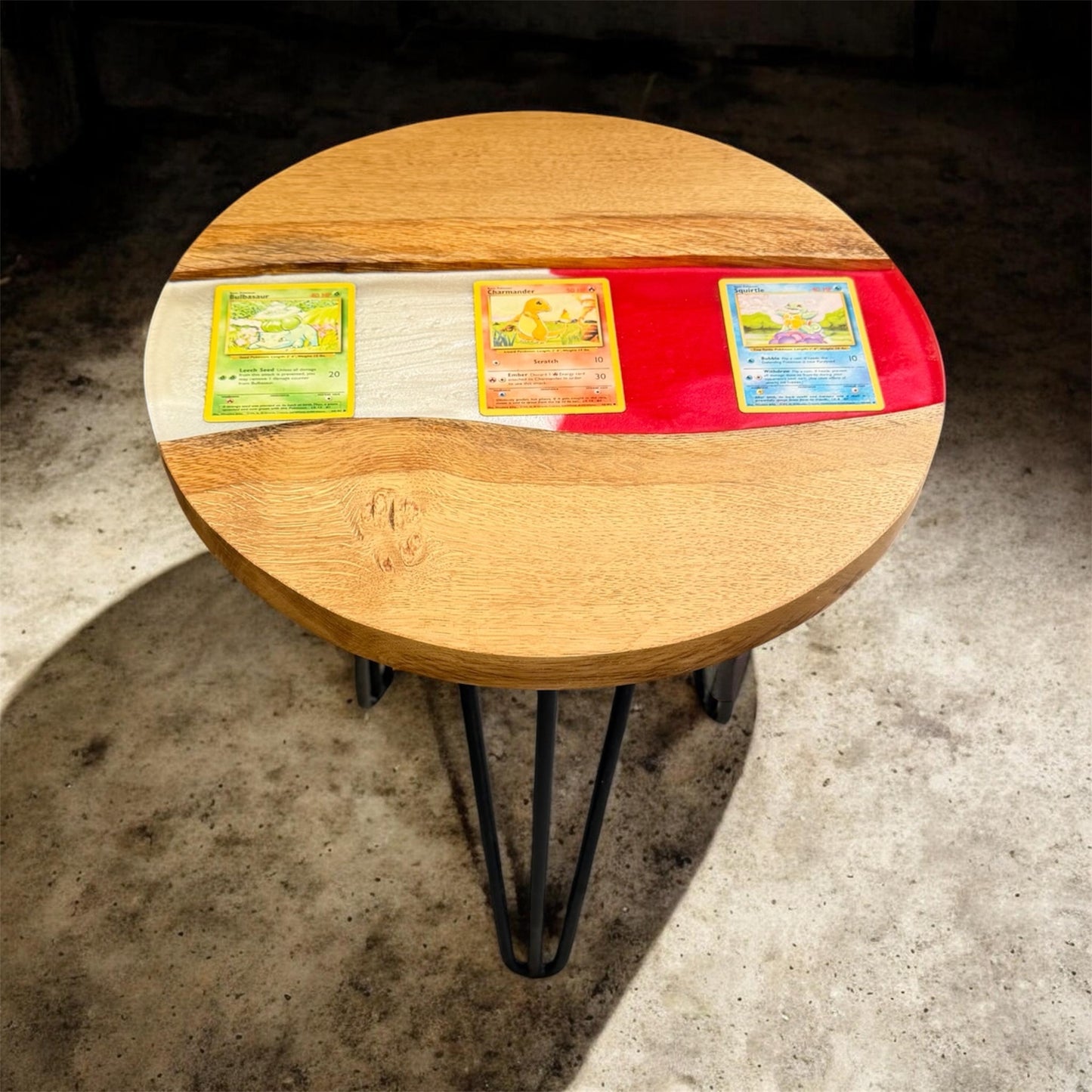 Made To Order Live Edge Oak & Epoxy Resin End Table - Pokemon