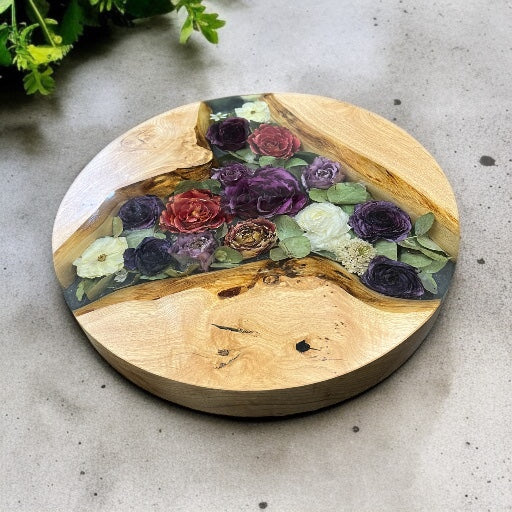 Made To Order Live Edge Oak & Epoxy Resin Wedding Bouquet Table