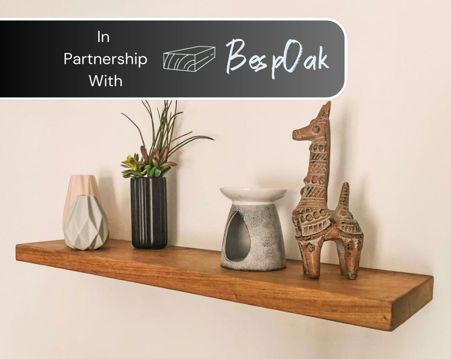 Solid Oak Floating Shelf - Straight Edge